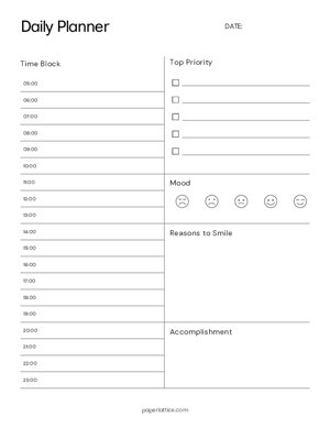 Daily Planner - Time Slots